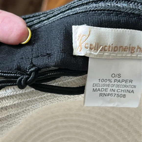 Vintage Black and White Straw Sun Hat - Picture 7 of 7